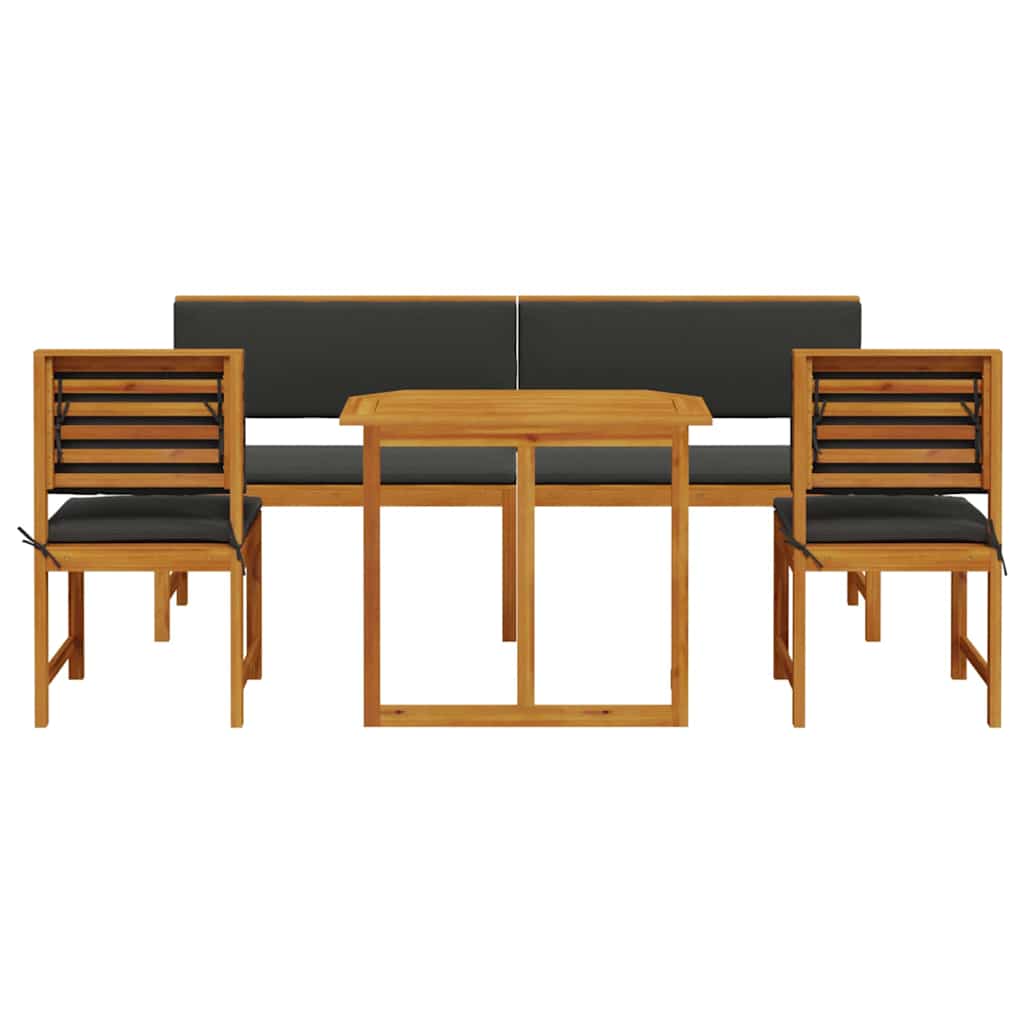 5-teiliges Garten-Esszimmer Set mit Kissen - Aus massivem Akazienholz